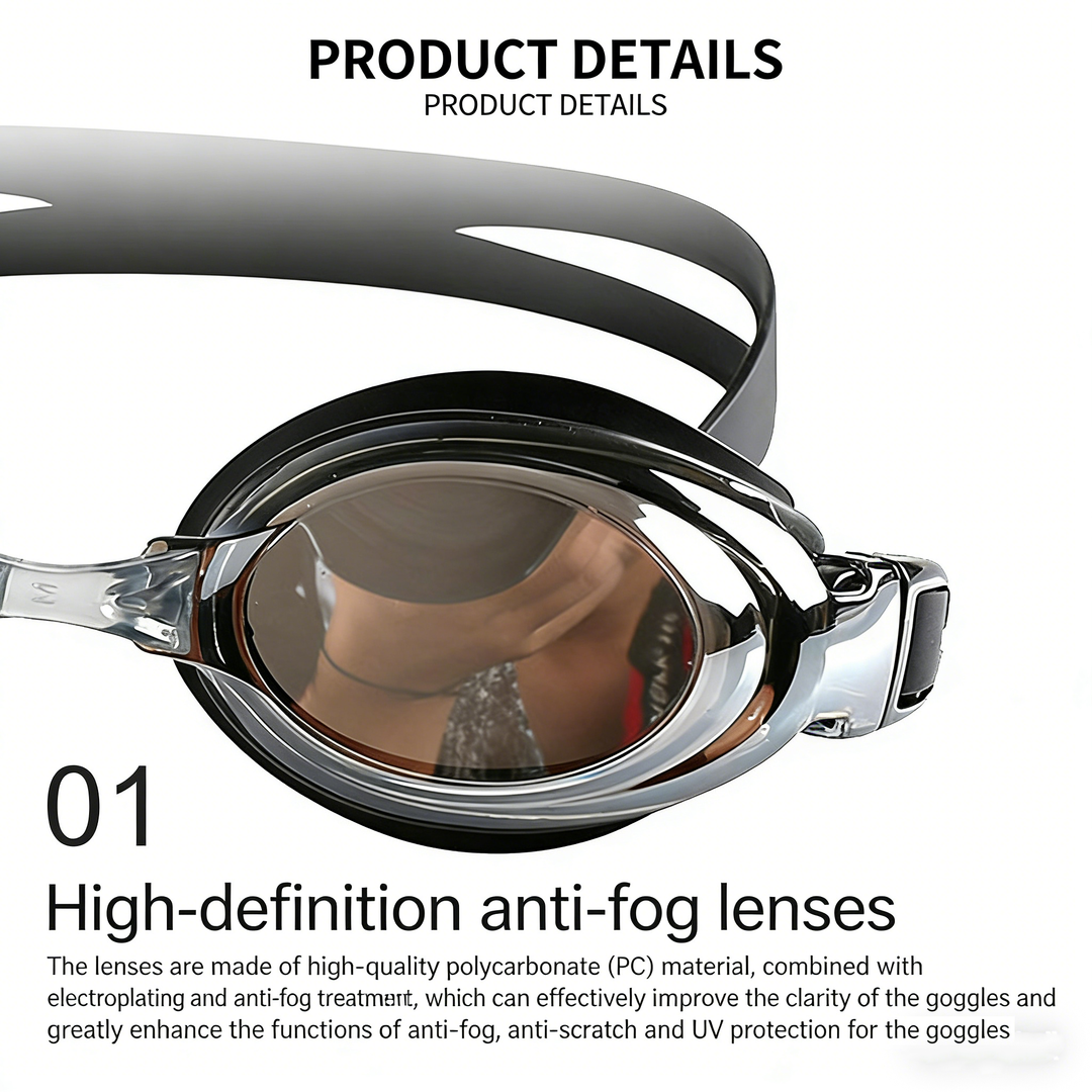 SPP HD Anti-Fog Swim Goggles with Double Silicone Strap, Adjustable, Leak-Proof &amp; UV Protection G1100