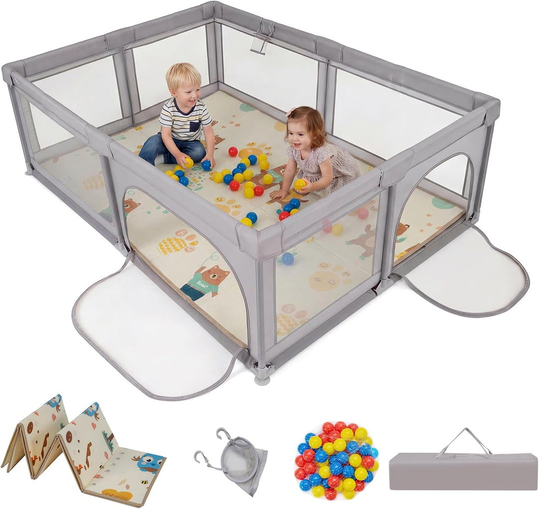 Baby Playpen 180 × 150cm / 200 × 160cm – Extra Large Indoor &amp; Outdoor Activity Center