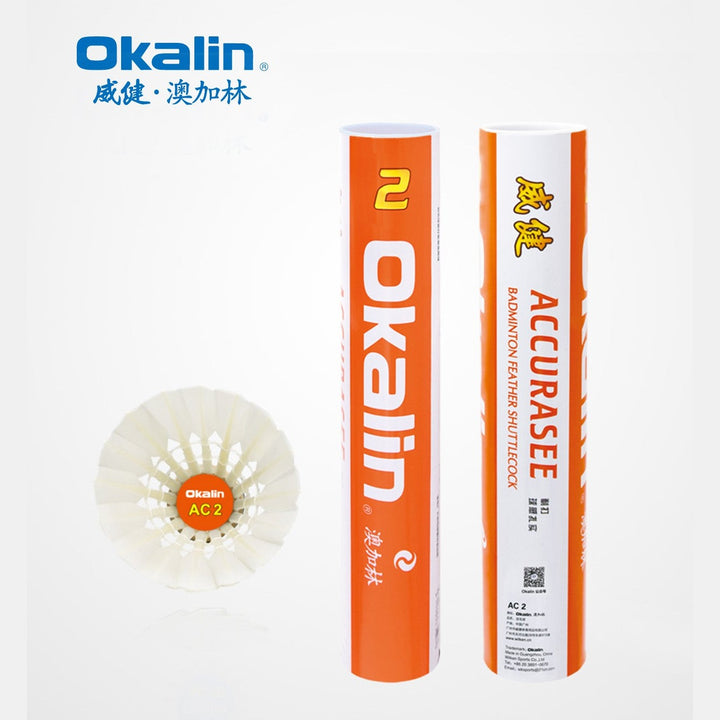 OKALIN 12 PCS AC-2 Badminton Duck Feather Badminton Shuttlecock