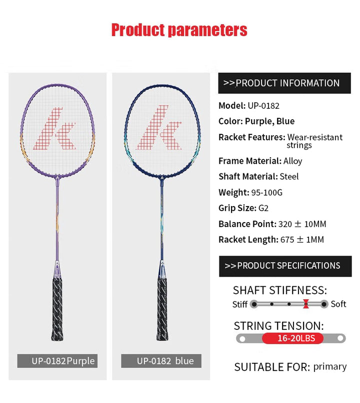 KAWASAKI UP-0160 UP-0182 Set Strung 2 Player Badminton