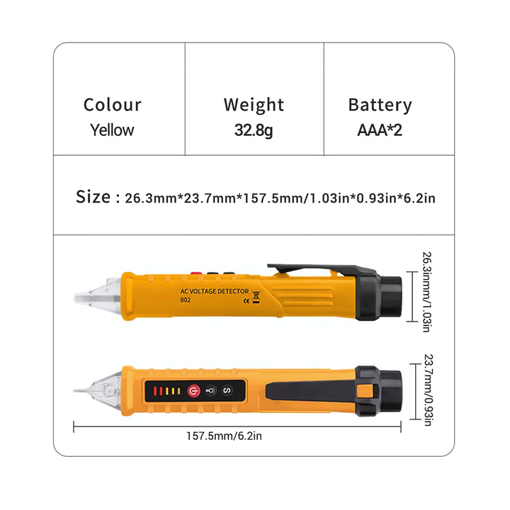 Non-Contact Voltage Detector Digital Electrical Pen Live Wire Tester,VD802