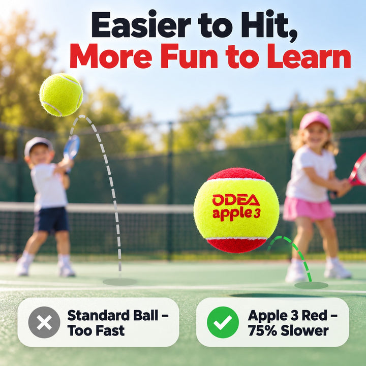 ODEA Stage 3 RED 48 PCS Children Beginners Tennis Balls Low Compression Slower Speed