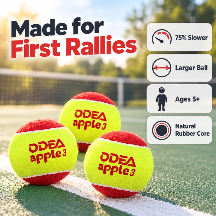 ODEA Stage 3 RED 1 PCS Children Beginners Tennis Balls Low Compression Slower Speed