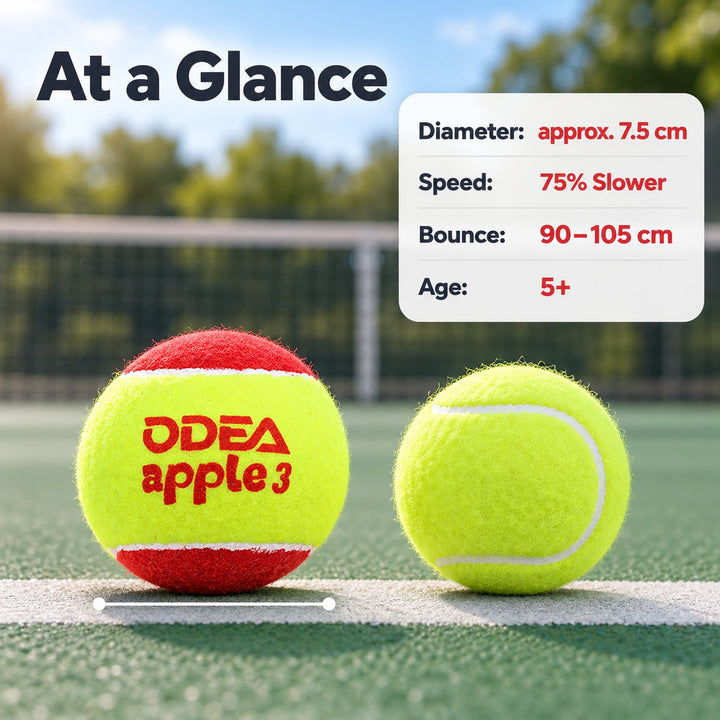 ODEA Stage 3 RED 1 PCS Children Beginners Tennis Balls Low Compression Slower Speed