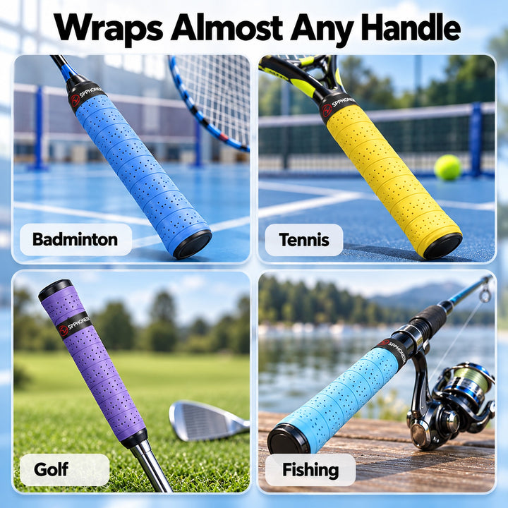 SPPHONEIX Punching Grip Anti-slip Tennis Badminton Squash Racquet Over Grip Tape Overgrip Sweatband（12 COLORS）