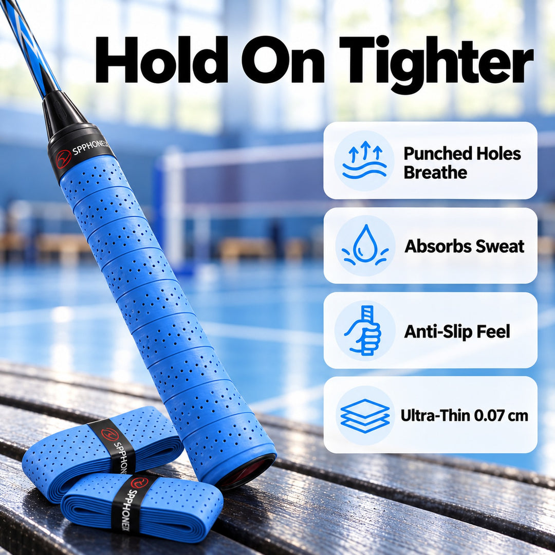 SPPHONEIX Punching Grip Anti-slip Tennis Badminton Squash Racquet Over Grip Tape Overgrip Sweatband（12 COLORS）