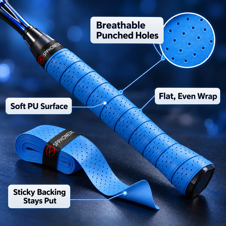 SPPHONEIX Punching Grip Anti-slip Tennis Badminton Squash Racquet Over Grip Tape Overgrip Sweatband（12 COLORS）