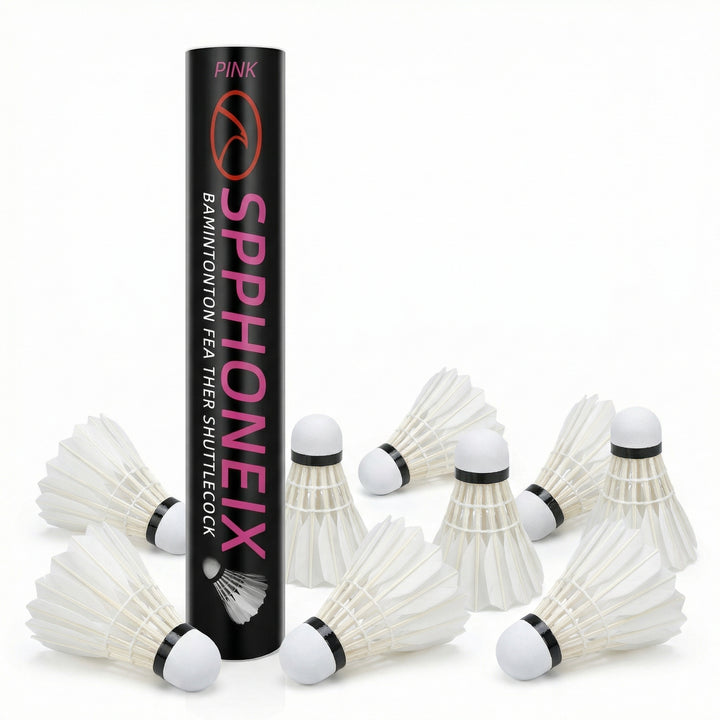 SPPHONEIX Pink Badminton Shuttlecocks  Goose Feather 12PCS （King Durability）ou