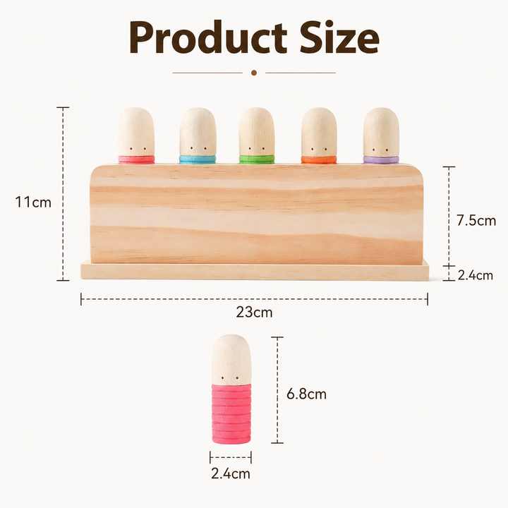 Wooden Pop‑Up Peg Montessori Toy, Fine Motor Skill Early Learning Sensory Toy for Toddlers