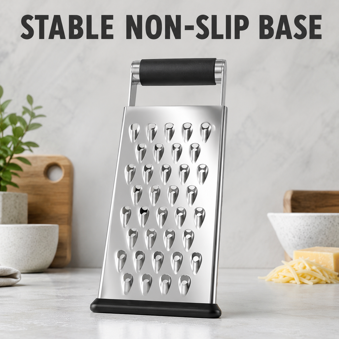 Handheld Stainless Steel Grater Non‑Slip Kitchen Shredder for Cheese &amp; Vegetables