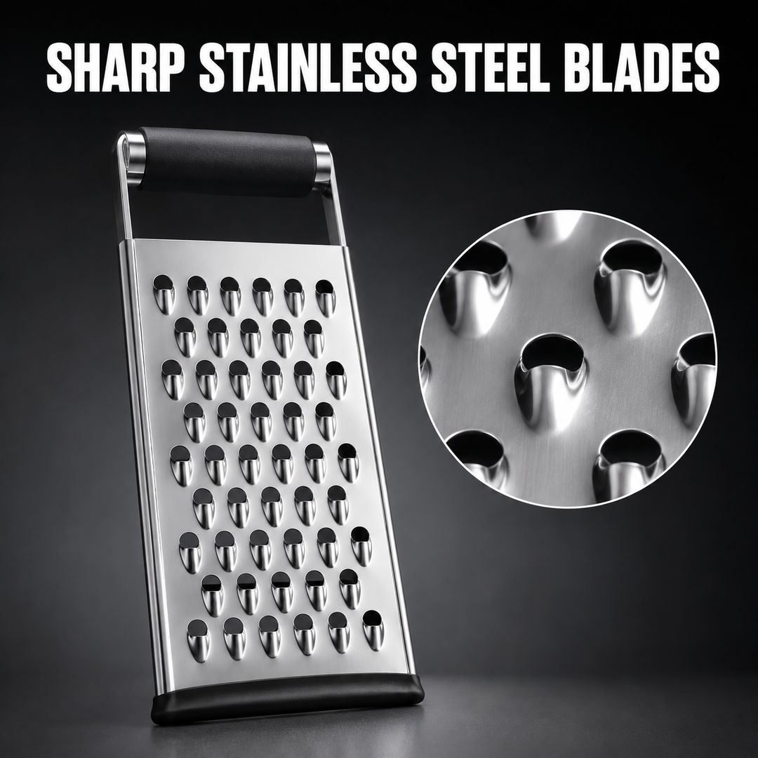 Handheld Stainless Steel Grater Non‑Slip Kitchen Shredder for Cheese &amp; Vegetables
