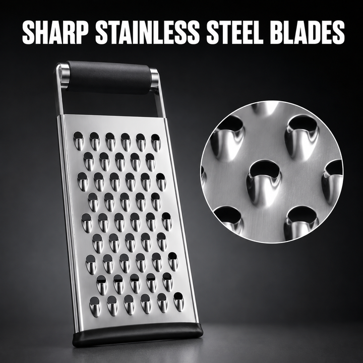 Handheld Stainless Steel Grater Non‑Slip Kitchen Shredder for Cheese &amp; Vegetables
