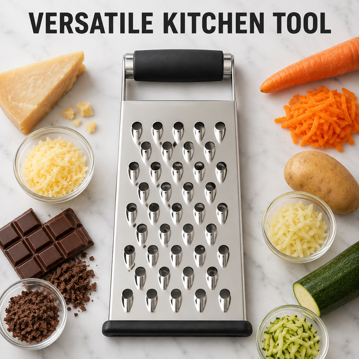 Handheld Stainless Steel Grater Non‑Slip Kitchen Shredder for Cheese &amp; Vegetables