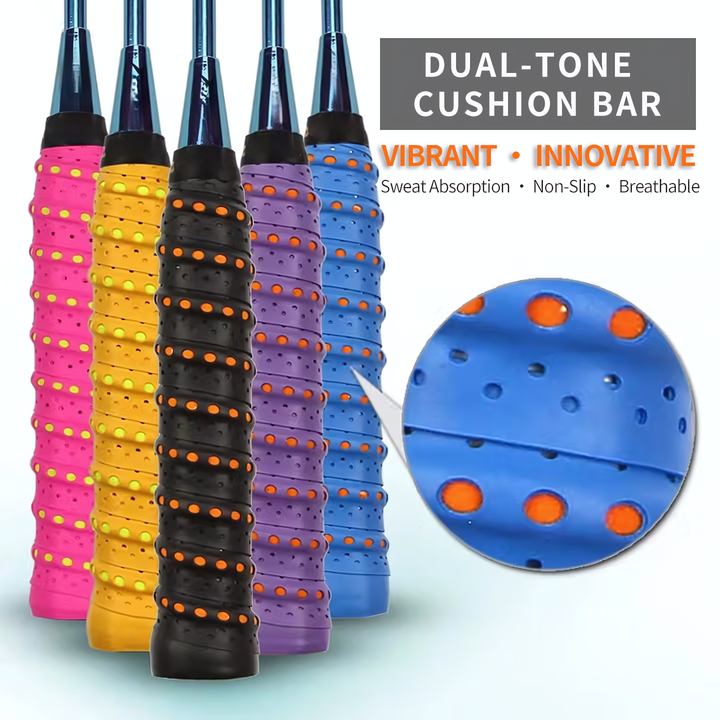 SPPHONEIX  Two Color Memory  EVA Keel Racket Grip Anti Slip Perforated Super Absorbent Tennis Overgrip Badminton Overgrip Pickleball Overgrip Various Sports Equipment Grip