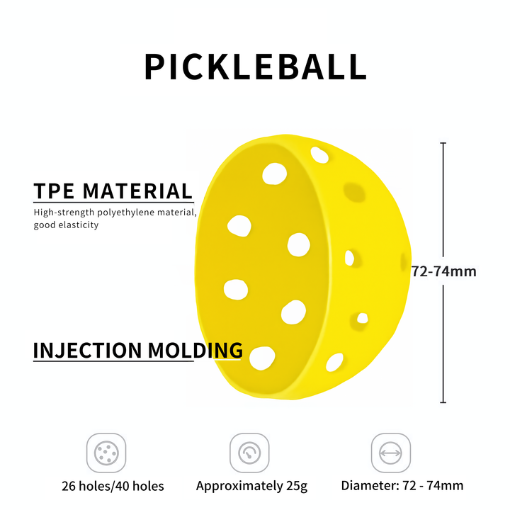SPPHONEIX Pickleball Ball 26/40-hole Indoor&outdoor Balls 6Pcs 12Pcs