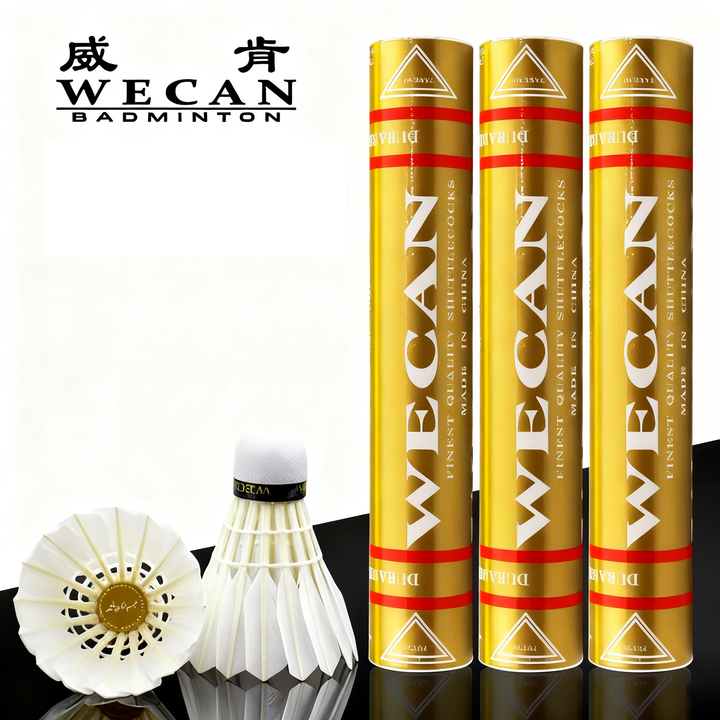 WECAN 12 PCS Gold Badminton Duck Feather Badminton Shuttlecock