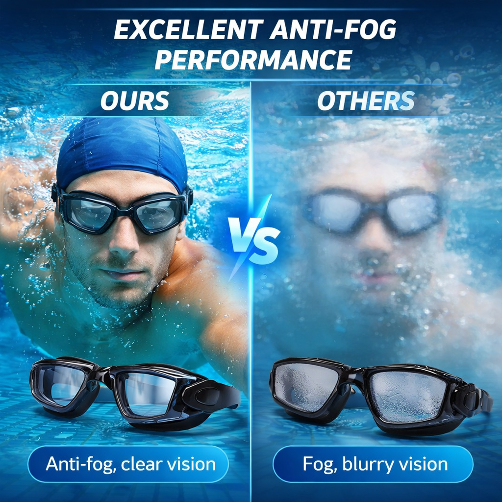 SPP Adult Swimming Goggles with Optical Lens for nearsightedness, HD Anti-Fog PC Lens Anti-UV Anti-Glare Waterproof Durable G3200P