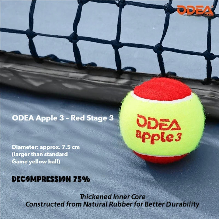 ODEA Stage 3 RED 1 PCS Children Beginners Tennis Balls Low Compression Slower Speed