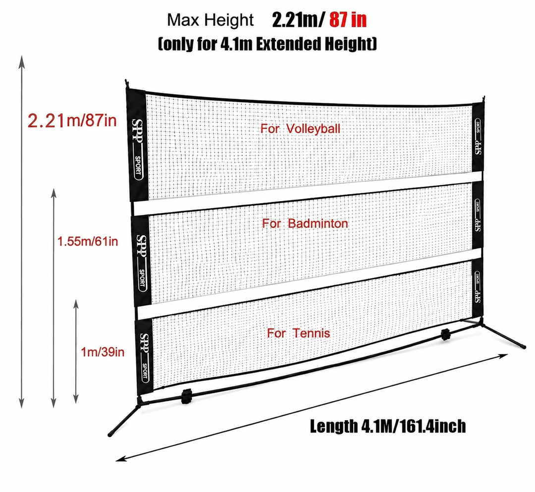 SPPHONEIX Portable Volleyball Badminton Tennis Net With Frame