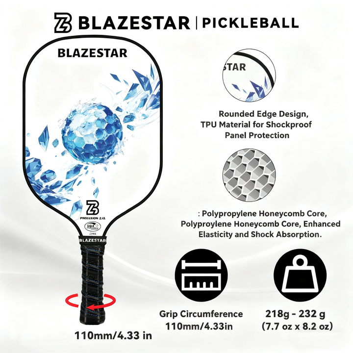 BLAZESTAR Professional Pickleball Paddle - Ice Hockey Series - Fiberglass Paddle