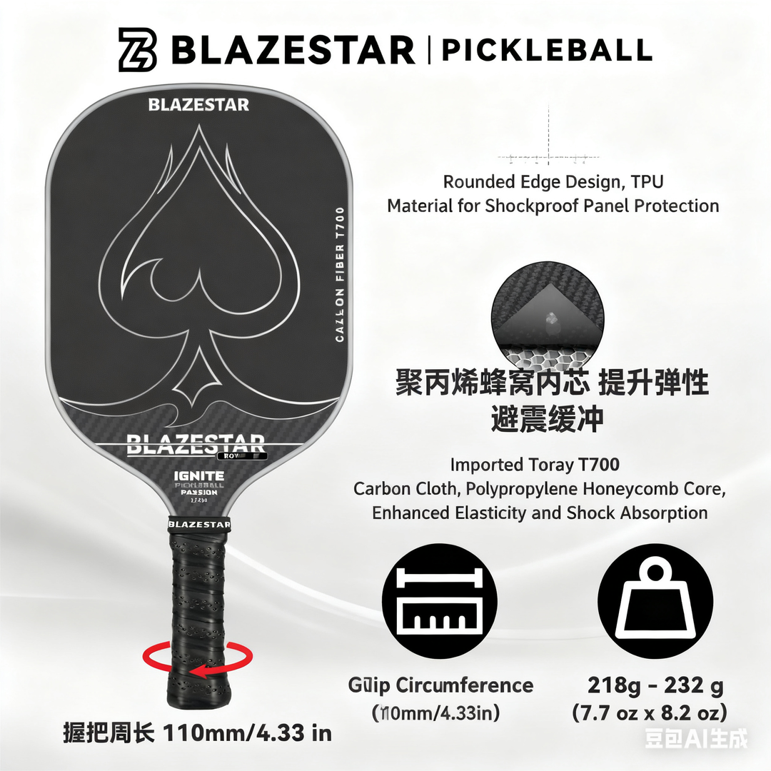 BLAZESTAR Professional ROYAL-F7 Pickleball Paddle T700 Carbon Fiber Matte Control Paddle