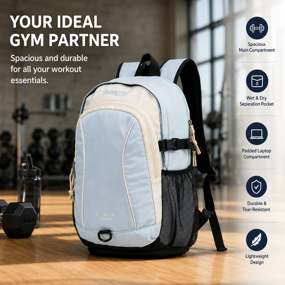 KAWASAKI Backpack Blue Large Capacity Sports Backpack for Badminton Travel K1G00-C8240