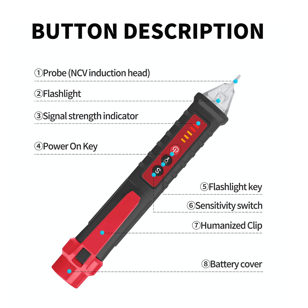 Non-Contact Voltage Detector Digital Electrical Pen Live Wire Tester,VD802