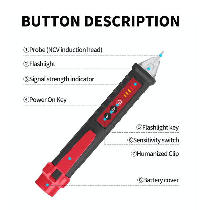 Non-Contact Voltage Detector Digital Electrical Pen Live Wire Tester,VD802