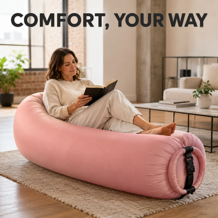 Portable Inflatable Air Sofa, No Pump Required Lightweight Air Lounger for Outdoor Camping Beach Park