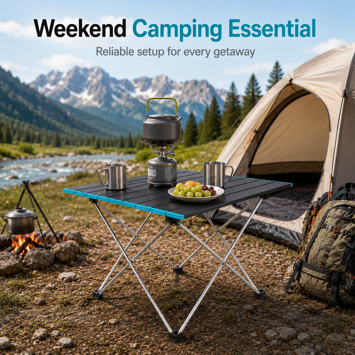 Portable Folding Camping Table, Lightweight Aluminum Roll‑Up Camp Table with Carry Bag, Small… – view 2