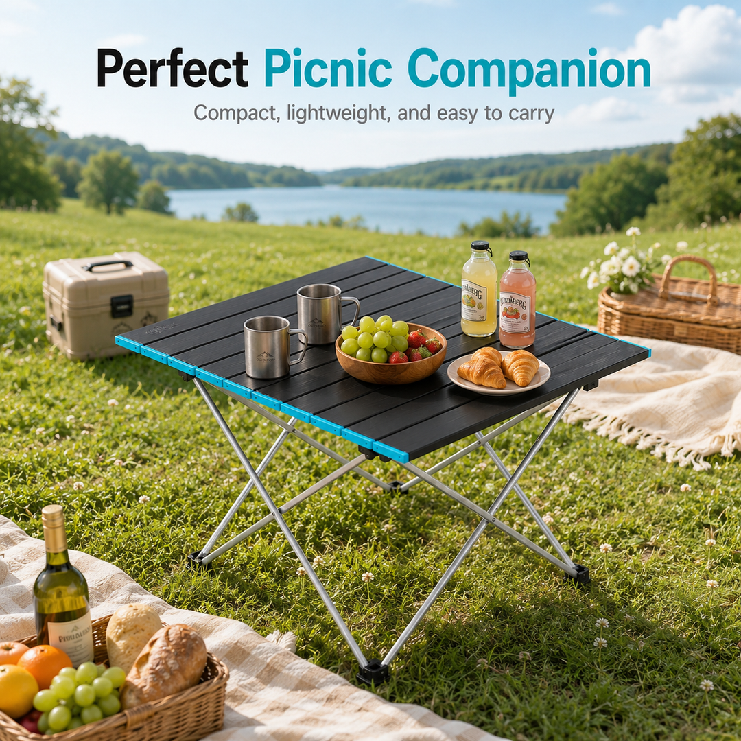 Portable Folding Camping Table, Lightweight Aluminum Roll‑Up Camp Table with Carry Bag, Small… – view 3