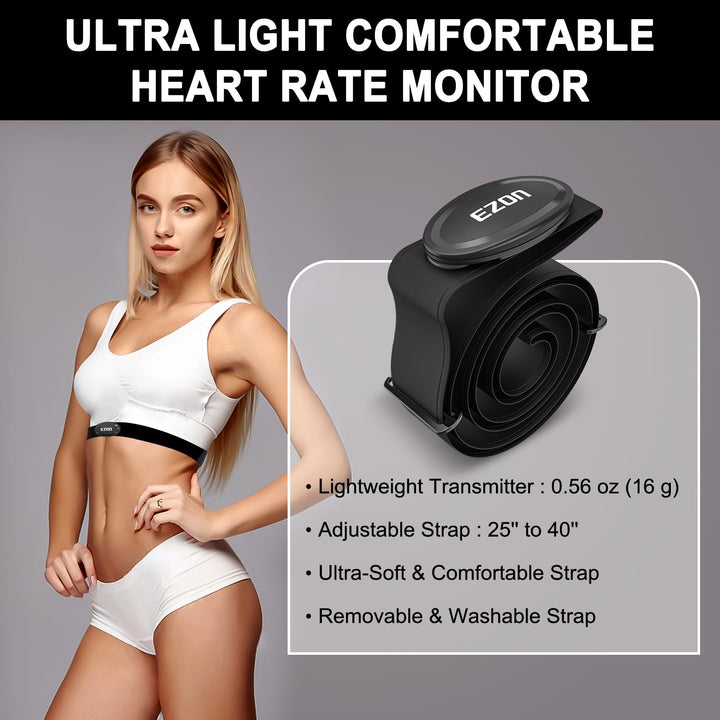 EZON C009 Pro Heart Rate Monitor | ANT+ & Bluetooth 5.1 | Waterproof | Wahoo Compatible