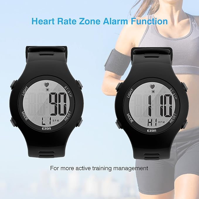 EZON  Heart Rate Monitor Watch & Chest Strap – Stopwatch, Chime, T037