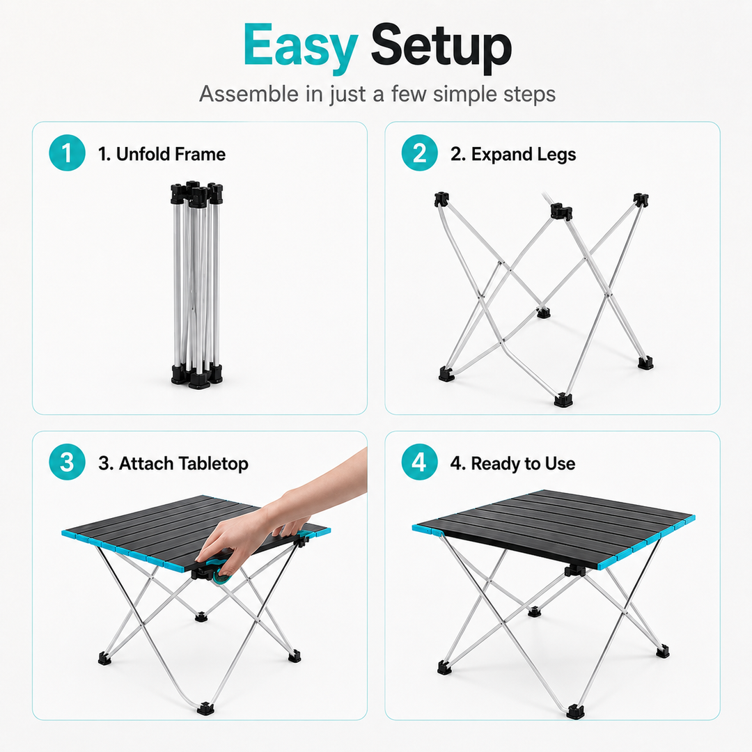 Portable Folding Camping Table, Lightweight Aluminum Roll‑Up Camp Table with Carry Bag, Small… – view 5