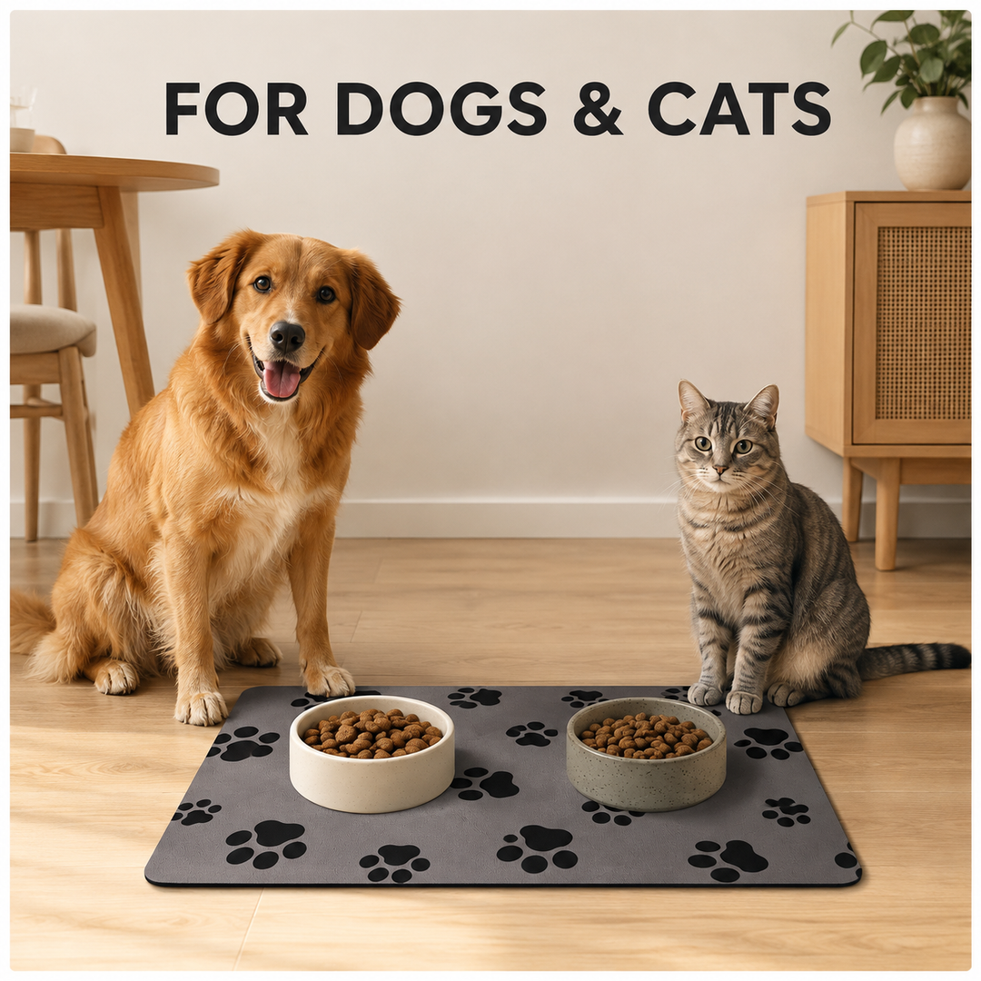 Pet Feeding Mat for Dog Cat, 80x50cm Non‑Slip Quick Dry Pet Food Water Bowl Mat, Waterproof Easy Wipe Clean Pet Placemat