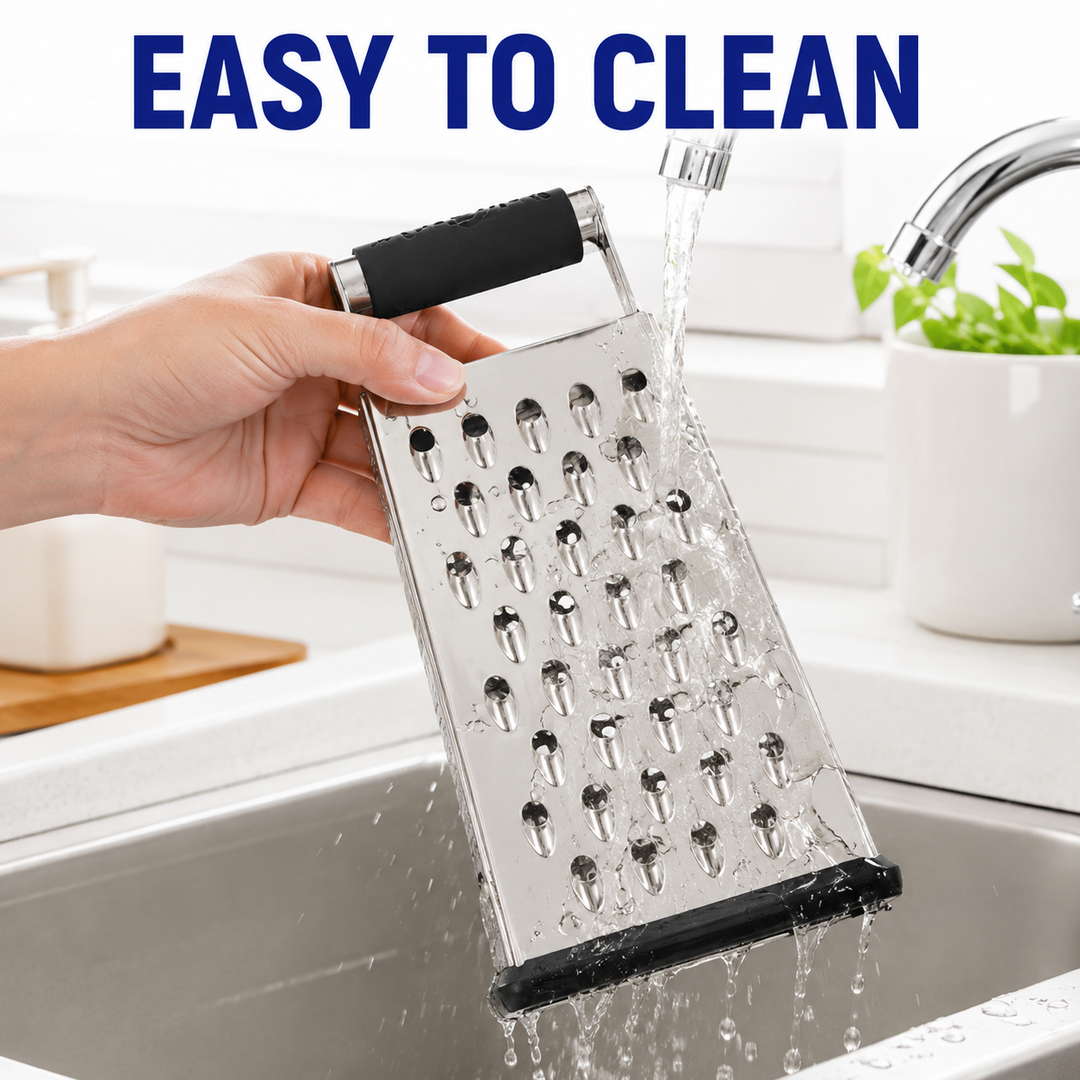 Handheld Stainless Steel Grater Non‑Slip Kitchen Shredder for Cheese &amp; Vegetables