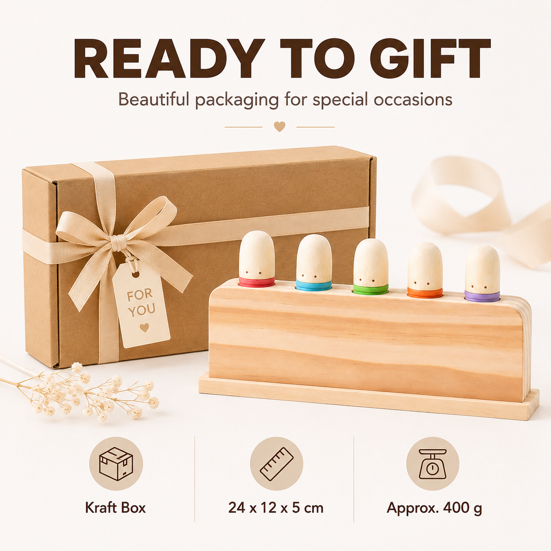 Wooden Pop‑Up Peg Montessori Toy, Fine Motor Skill Early Learning Sensory Toy for Toddlers