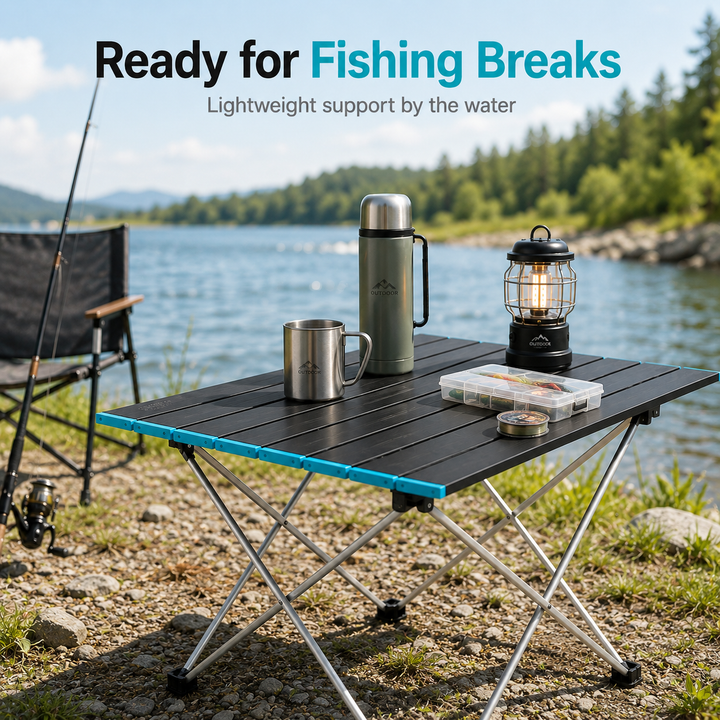 Portable Folding Camping Table, Lightweight Aluminum Roll‑Up Camp Table with Carry Bag, Small… – view 4