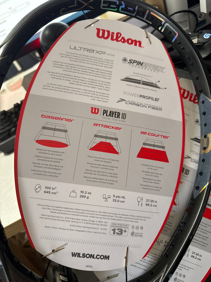 Wilson Ultra XP 100S 100 head 10.2oz 16x15 4 1/4 Grip Tennis Racquet