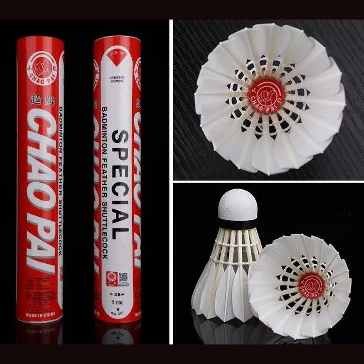 CHAOPAI 12 PCS Red Chao Pai BWF Approve Goose Feather Badminton Shuttlecock