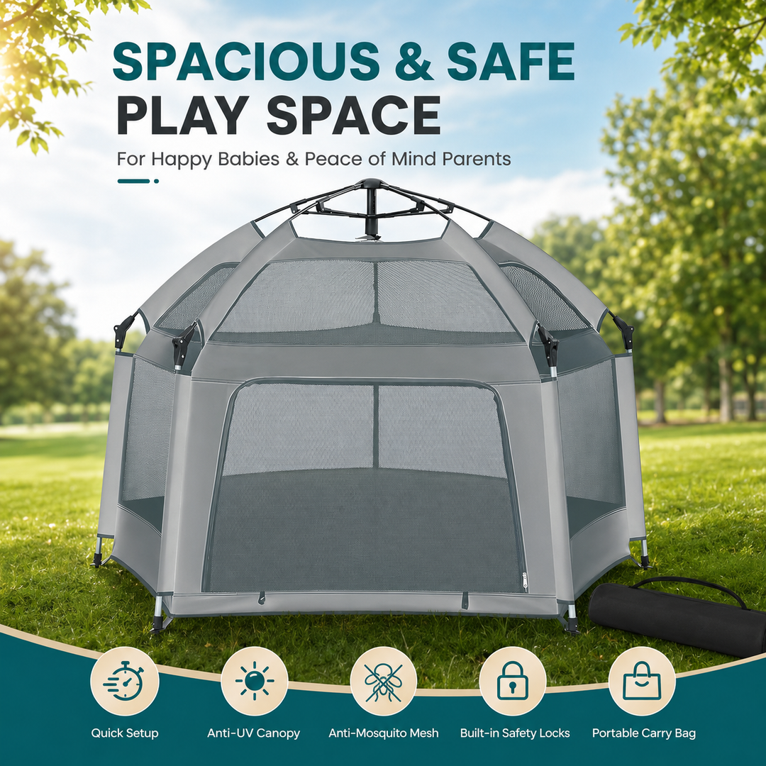 Baby Playpen Kid Play Tent with Storage Bag – Portable Indoor &amp; Outdoor Play Yard
