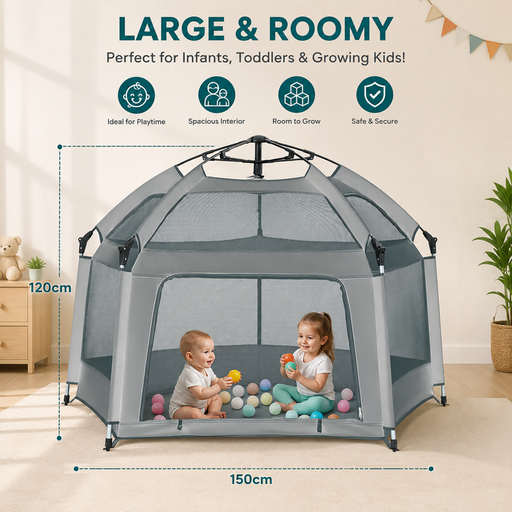Baby Playpen Kid Play Tent with Storage Bag – Portable Indoor &amp; Outdoor Play Yard