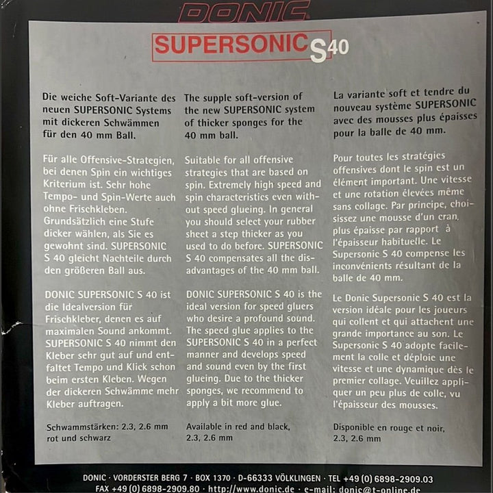 Donic Supersonic S40