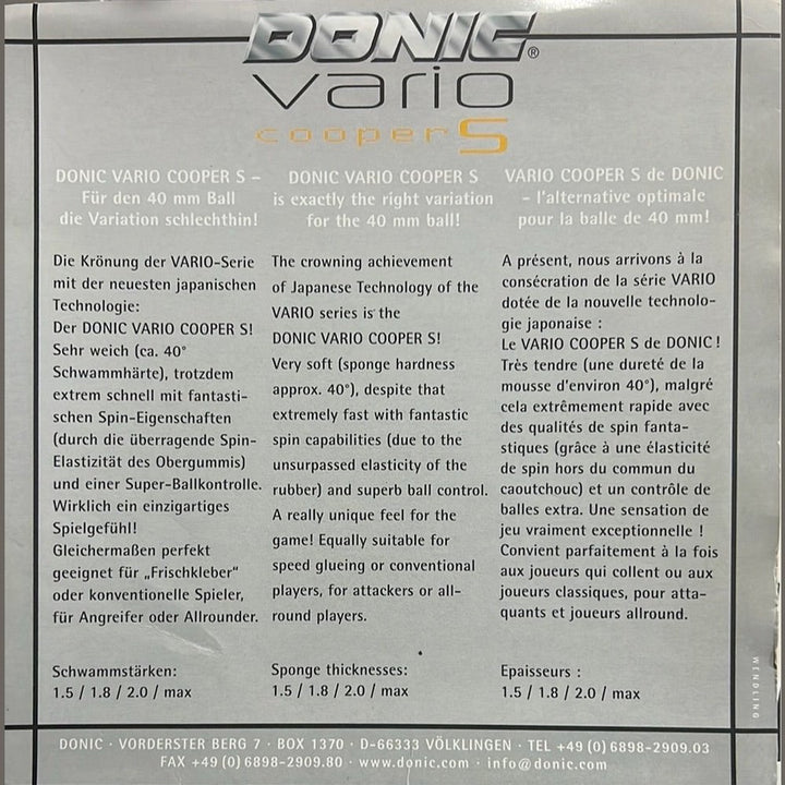 Donic Vario Cooper S