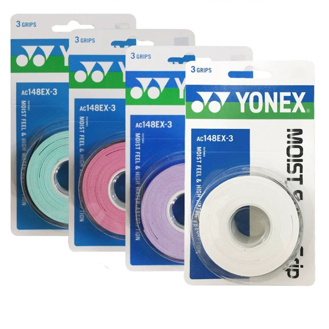 YONEX AC148EX-3 Moist Super Grip 3 Grip Tape - WHITE product image - YONEX Racket Grip