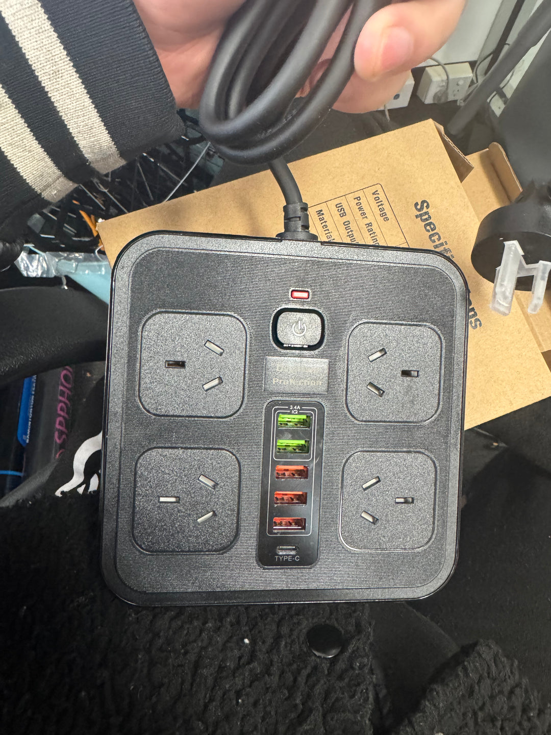 Surge Protector Power Strip – 4 Outlets, USB-A & USB-C Ports, Individual Switches