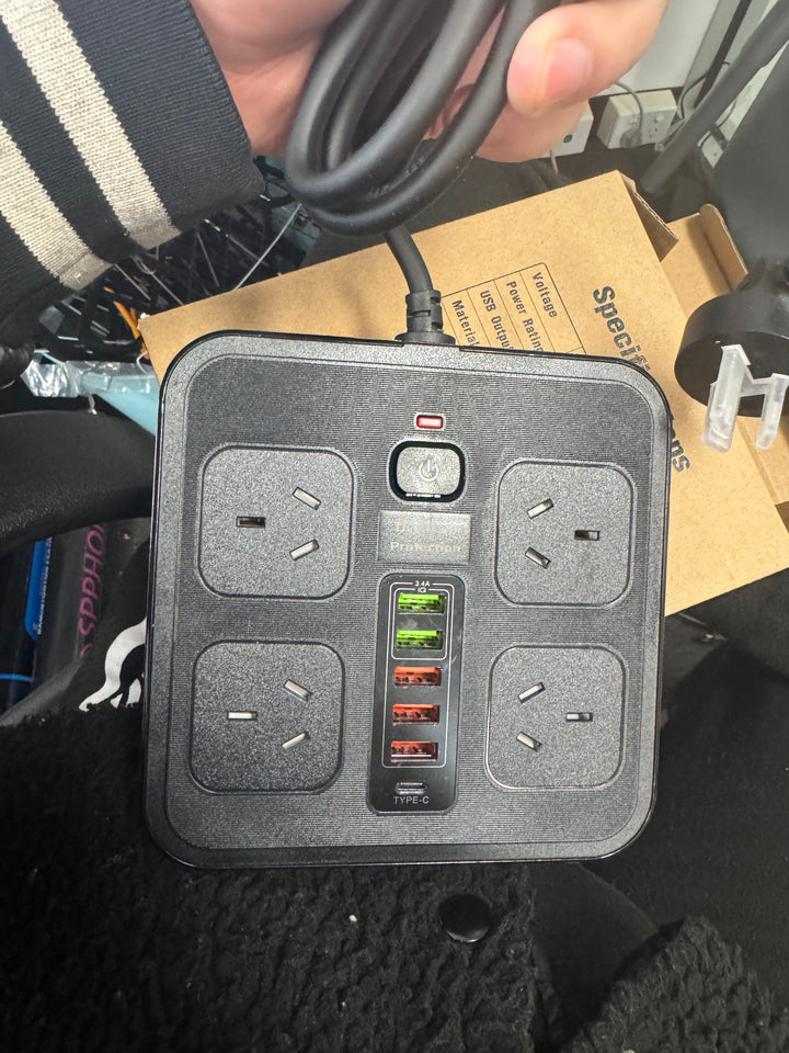 Surge Protector Power Strip – 4 Outlets, USB-A & USB-C Ports, Individual Switches