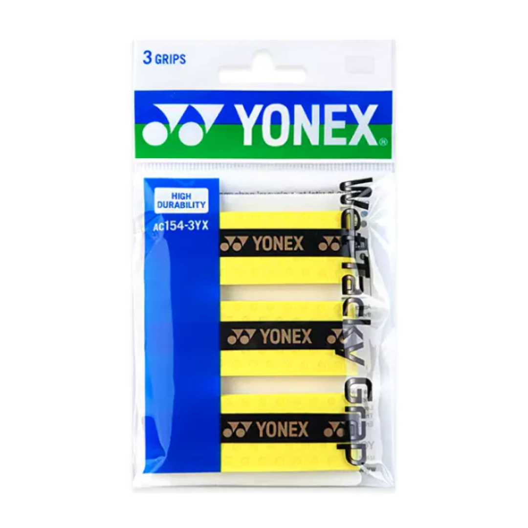 YONEX AC154-3YX Wet Tacky Grap 3pcs High Durability Racket Grip - BLACK product image - YONEX Racket Grip