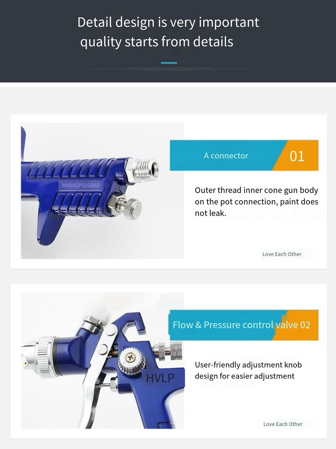 Gravity Paint Spray Gun – 100ml Aluminum Tank, Non-Drip Design, Model H2000