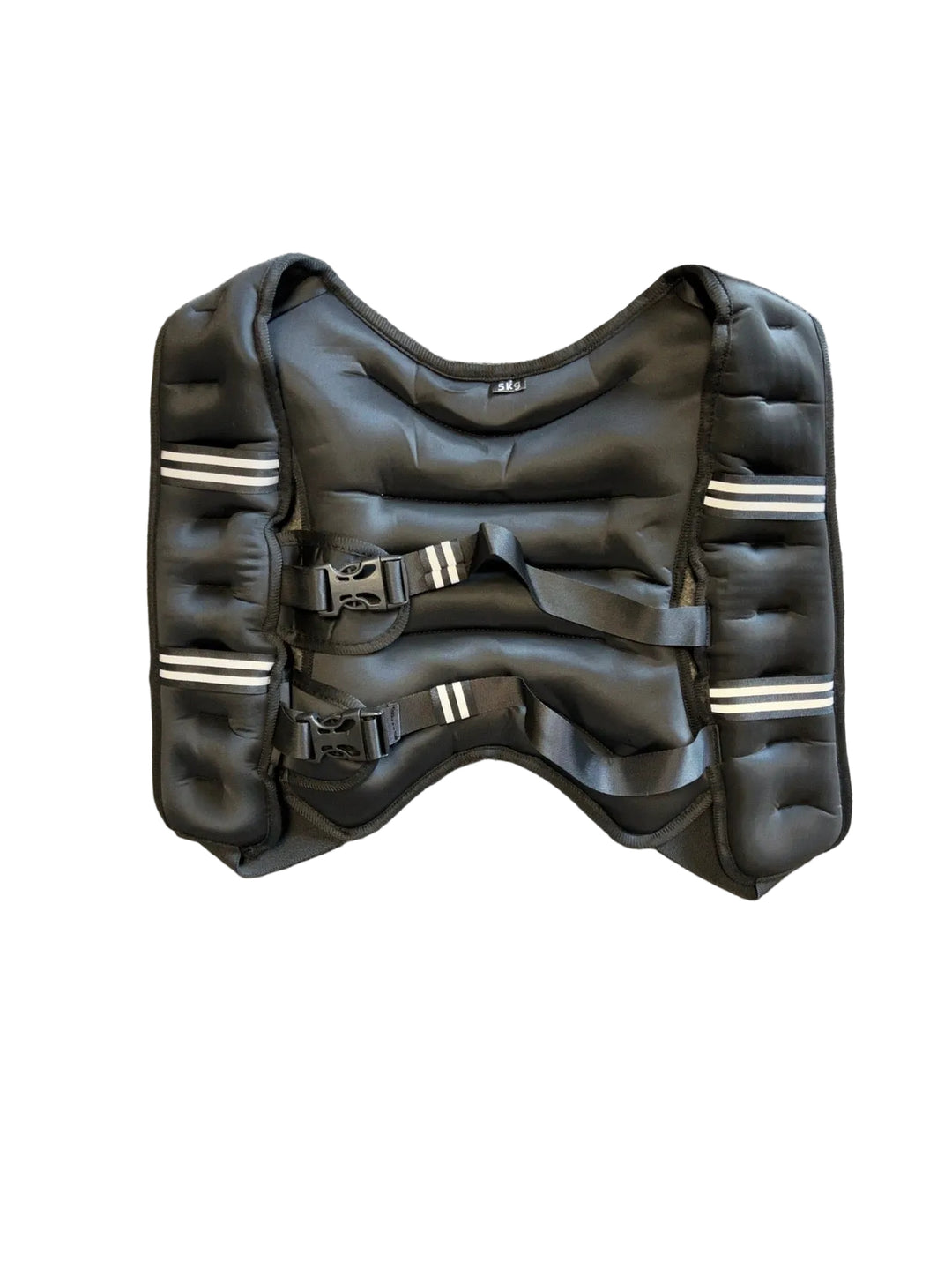 Black 5kg weighted vest front with adjustable buckles